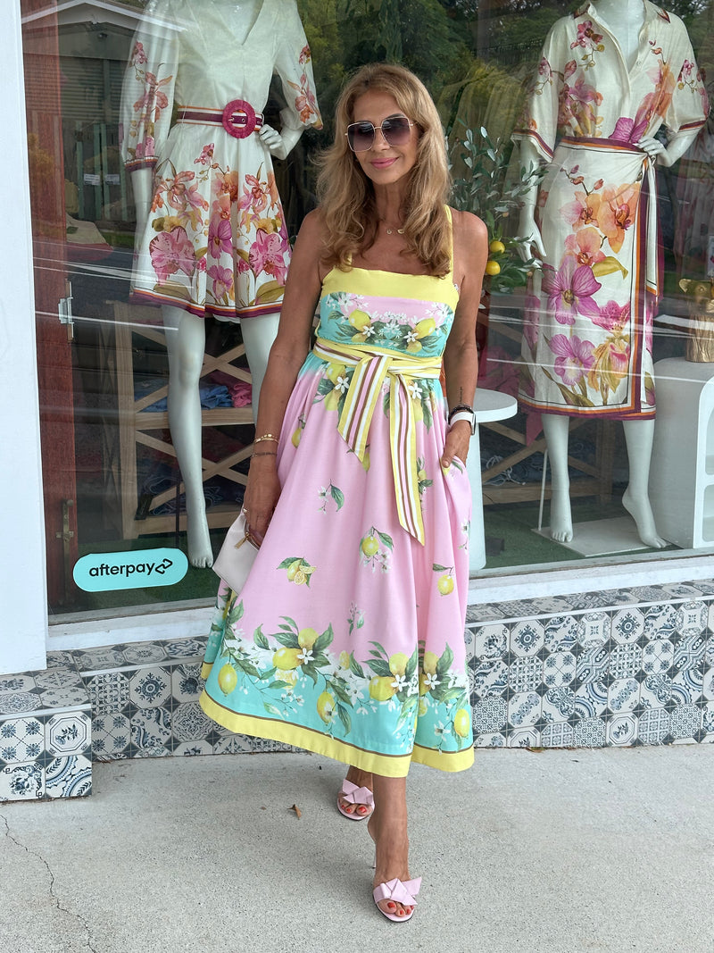 limoncello maxi dress Ruched Strap Maxi Dress