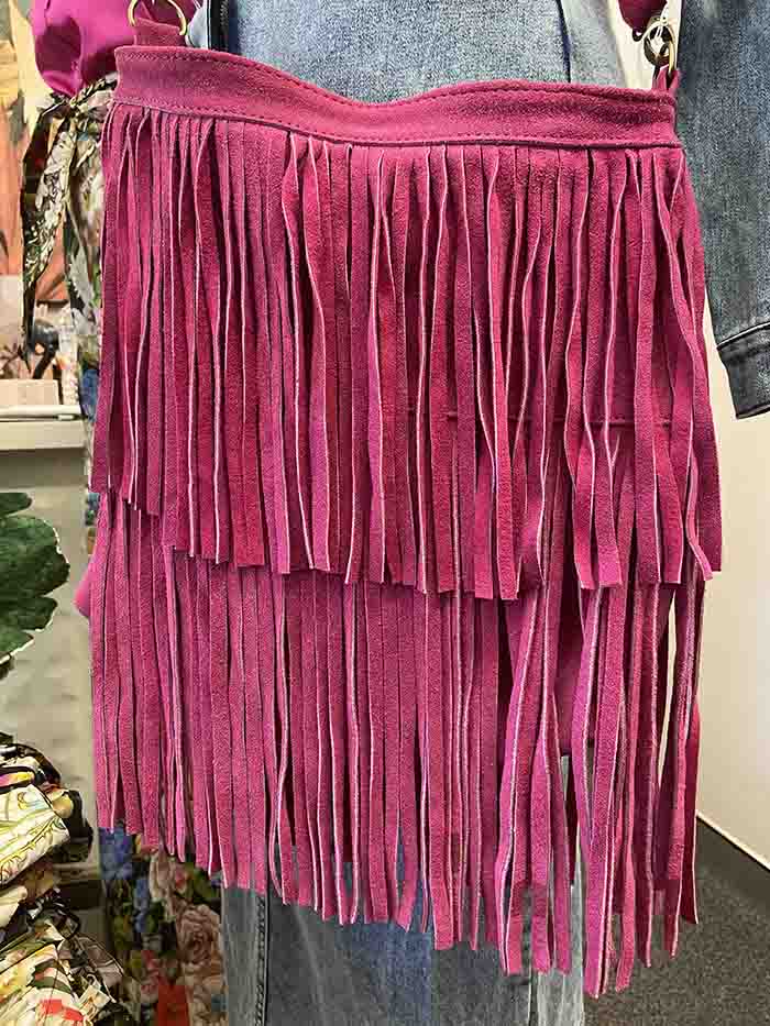 Fringe Leather Bag Pink