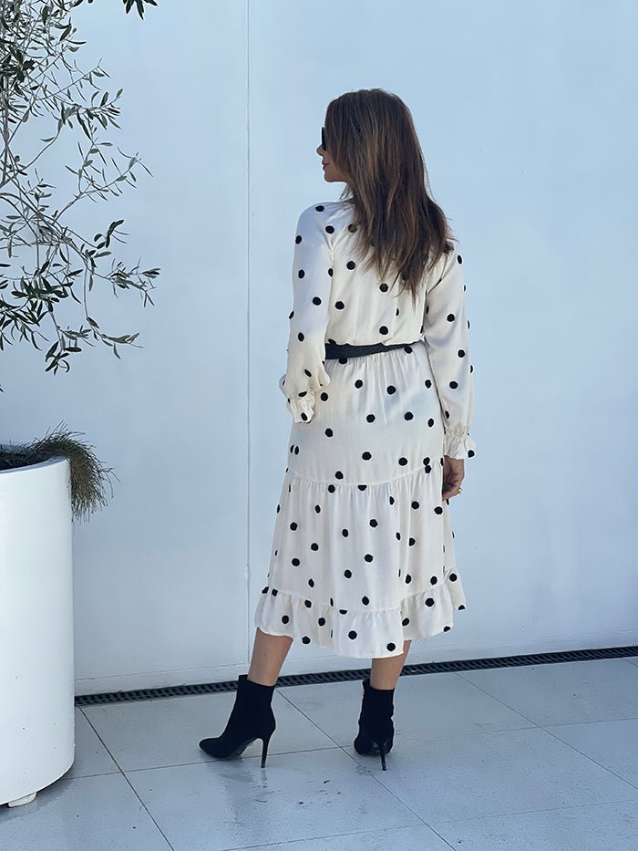Beige Textured Polka Dot Dress Style Me Luxe Beige Textured Polka Dot Dress Style Me Luxe