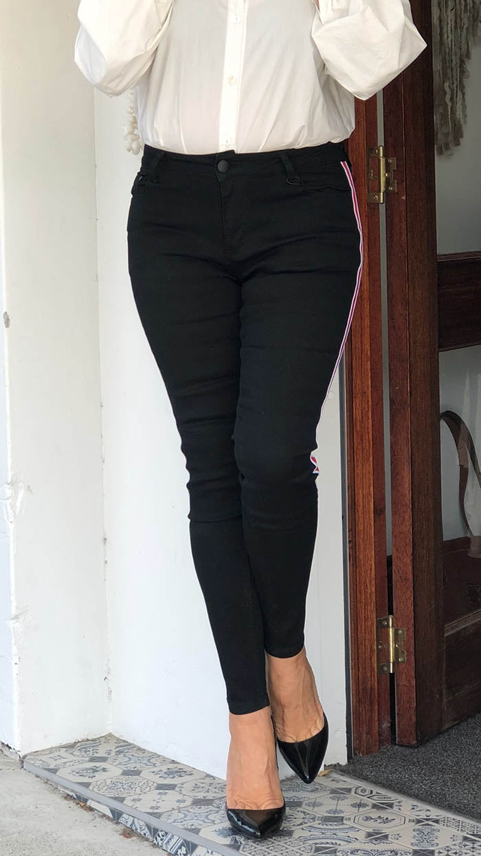 Black Side Tape Jeans