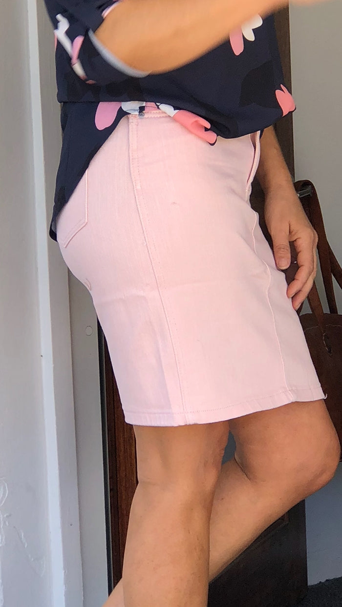 Pink Skirt Outfits Denim Pink Denim Skirt - Main Image