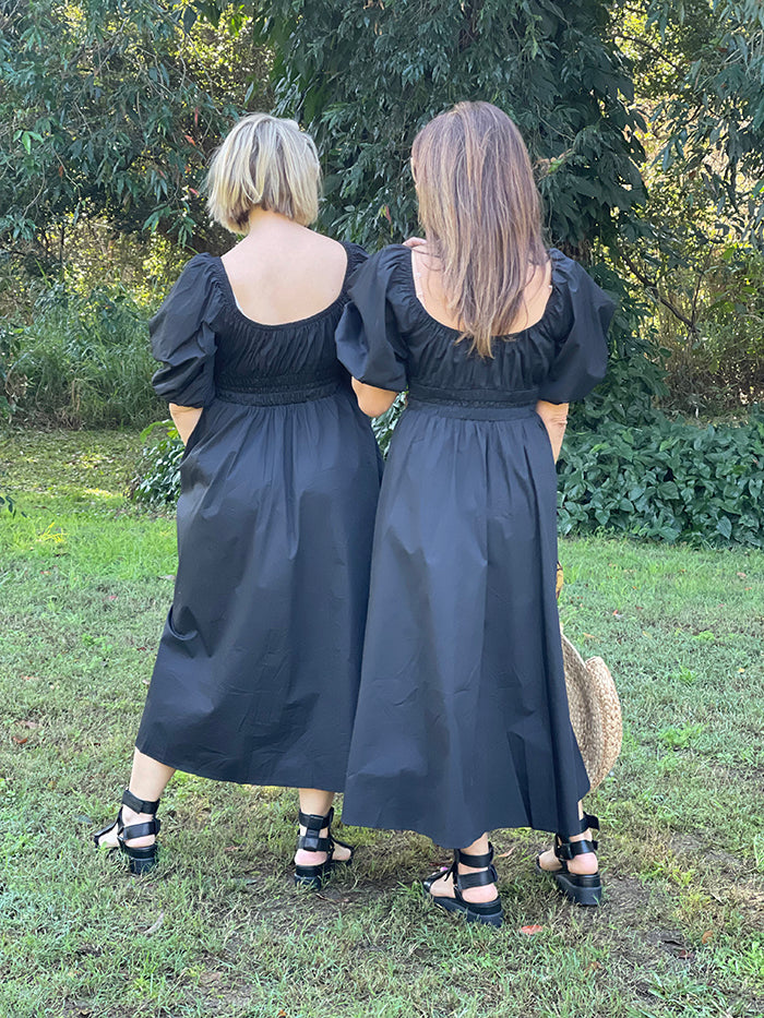 Puff Sleeve Midi Dress - Black Puff Sleeve Midi Dress - Black