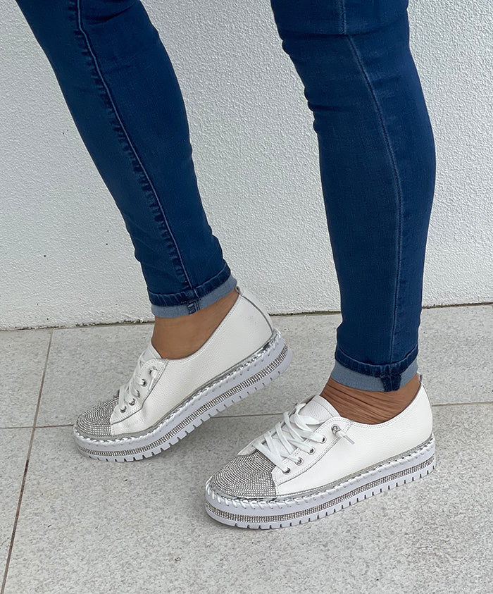 Gray and on sale white sneakers