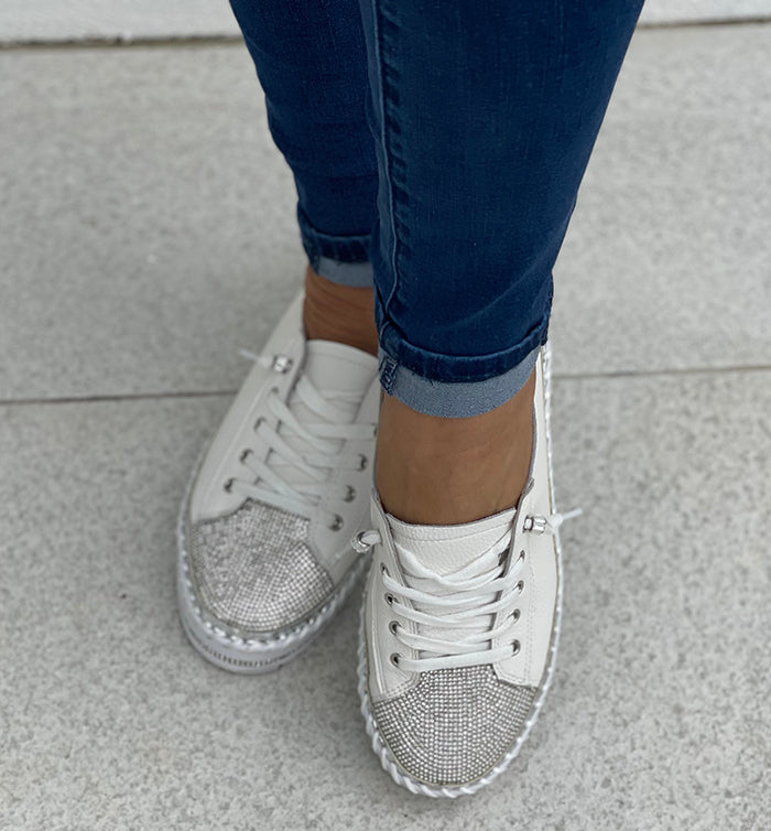 White Diamante Sneakers