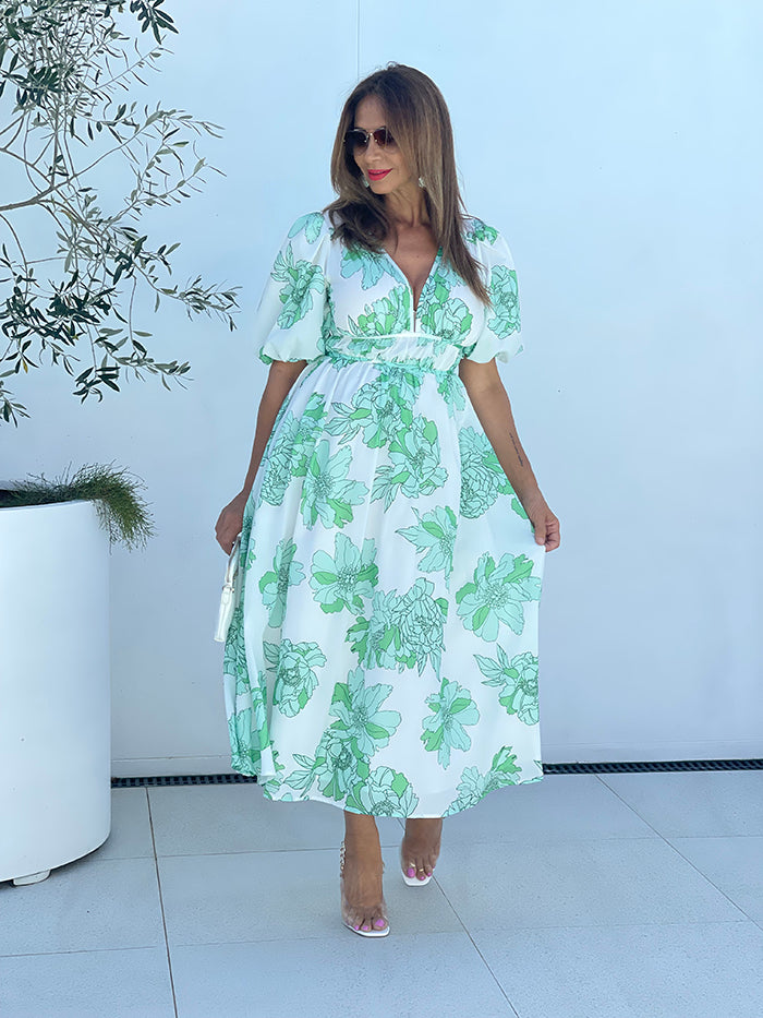 Green floral dress next sales
