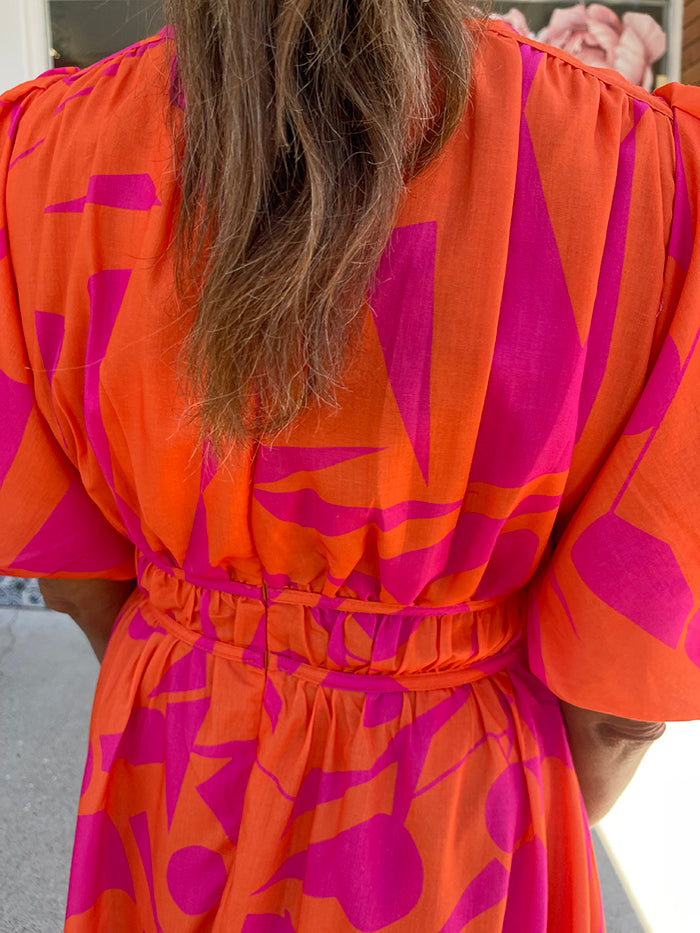 Jalih Maxi Dress Hot Pink and Orange