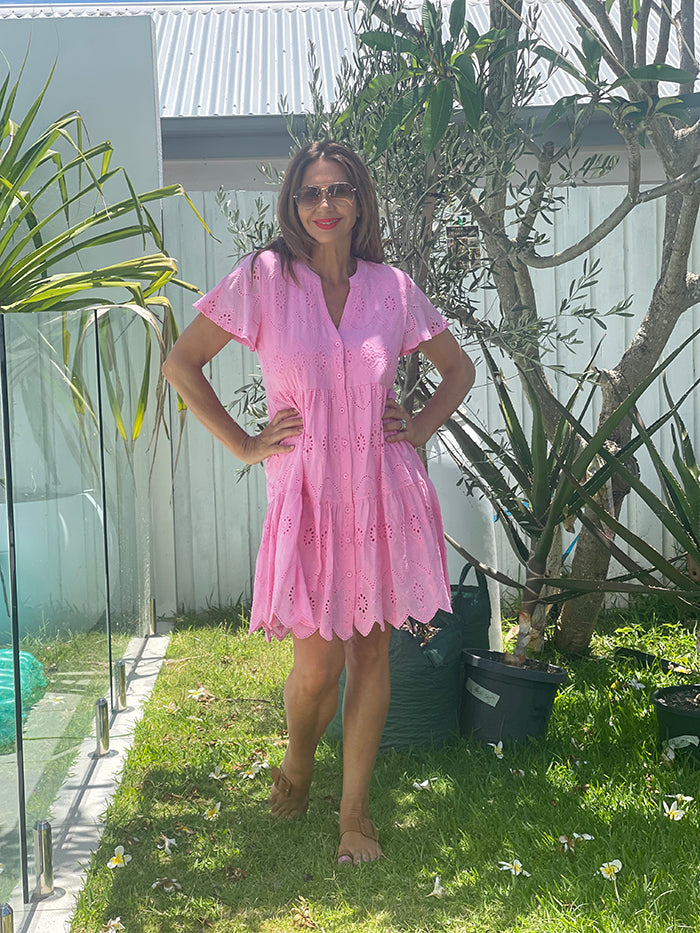 Sweet Pea Dress - Pink Broderie Anglaise Sweet Pea Dress - Pink Broderie Anglaise