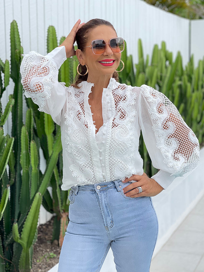 Victoriana Lace Blouse - White