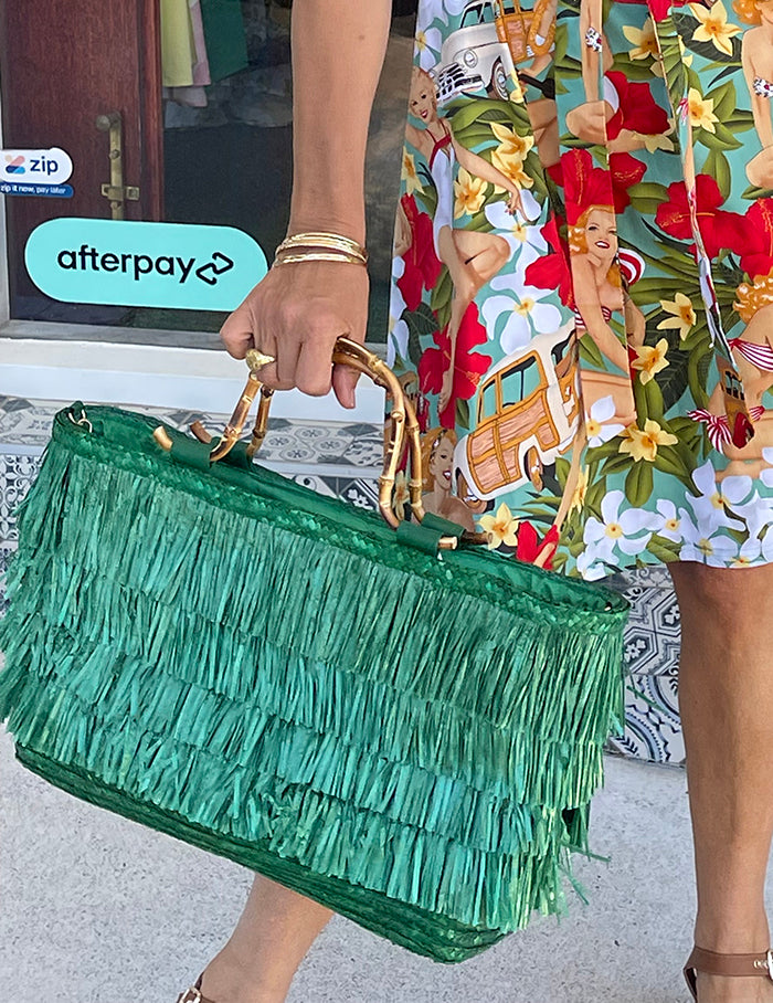 Statement Fringe Tote Green
