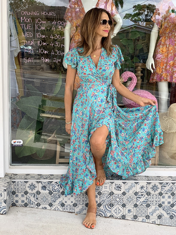 Jafina Wrap Dress Aqua