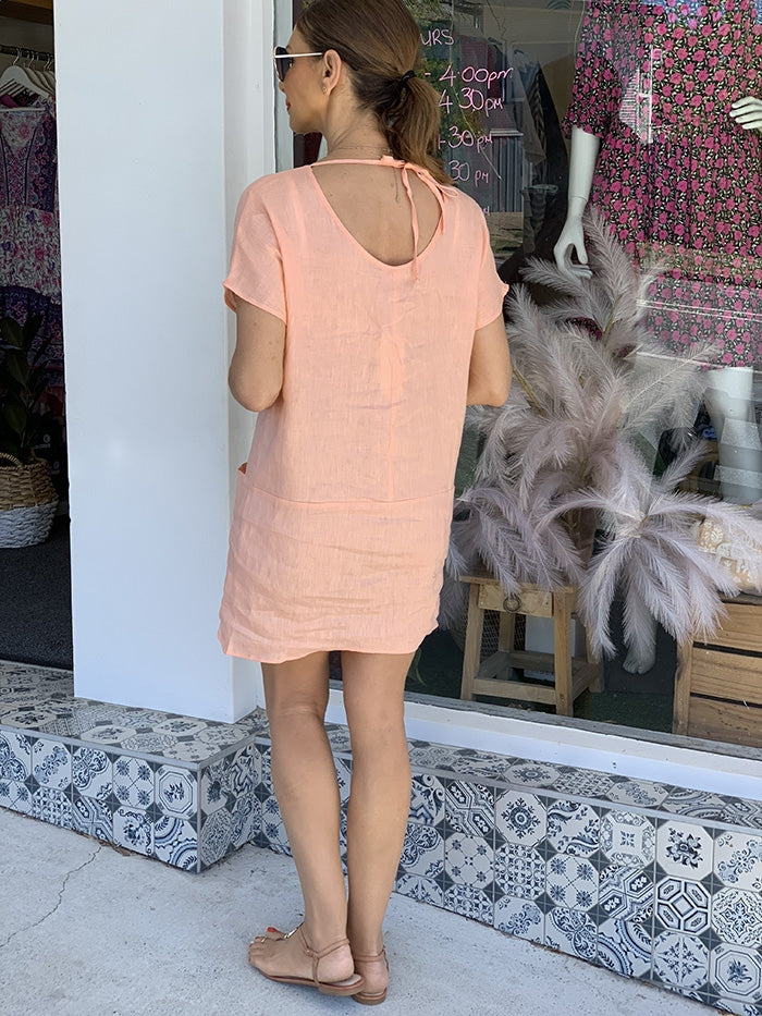 Delilah Linen Dress - Peach Style Me Luxe Delilah Linen Dress - Peach Style Me Luxe