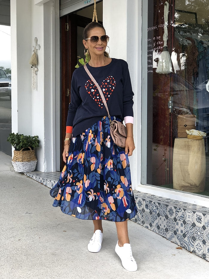 Navy Floral Skirt Outfits (35 ideas & outfits)