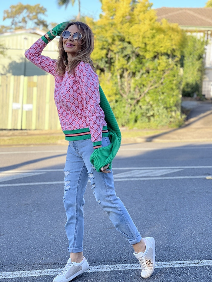 Shop Gucci Pink Gucci Tennis Sweatshirt Gucci Pineapple Logo