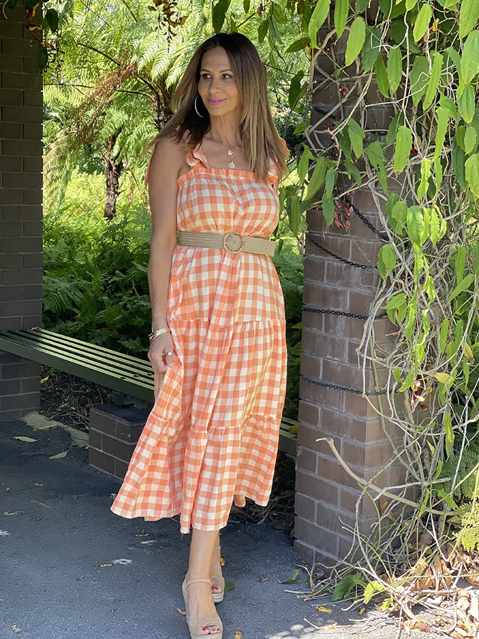 orange gingham dress Orange Gingham Dress – Style Me Luxe