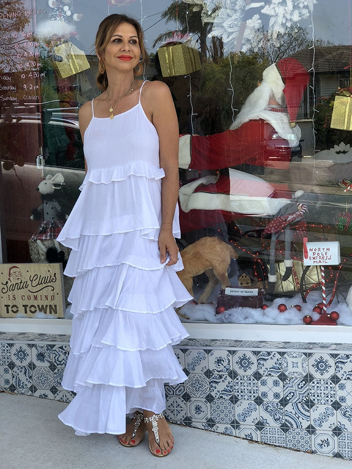 Paradise Ruffle Dress White Style Me Luxe