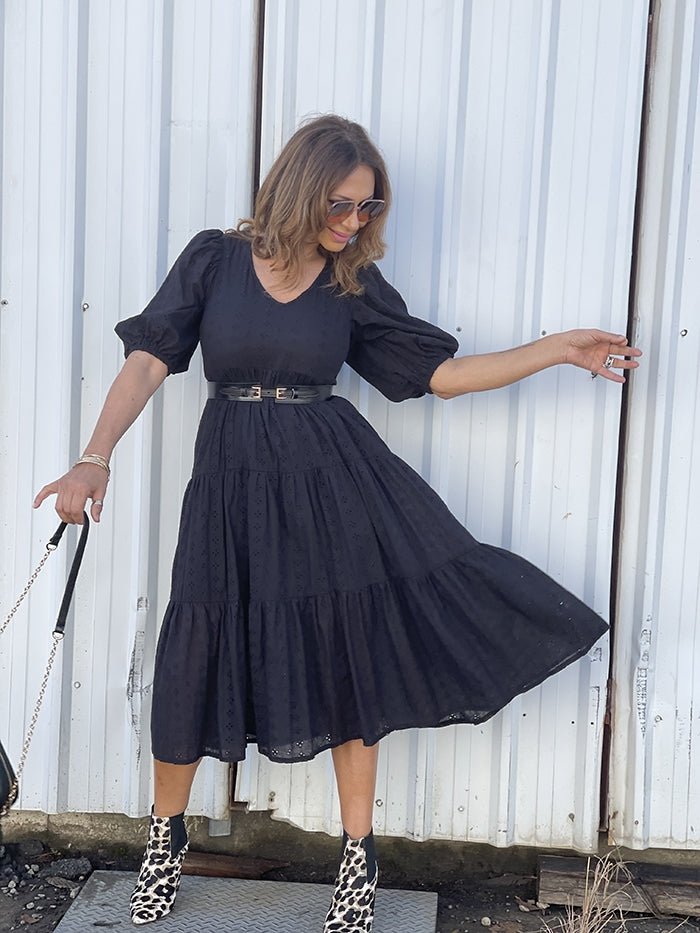 Anglaise Midi Dress Black Style Me Luxe