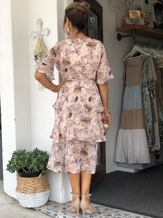 Lylah Dress - Apricot floral