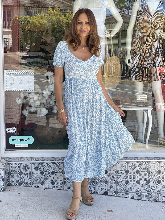 Becca Dress - Pale Blue Floral Style Me Luxe Becca Dress - Pale Blue Floral Style Me Luxe