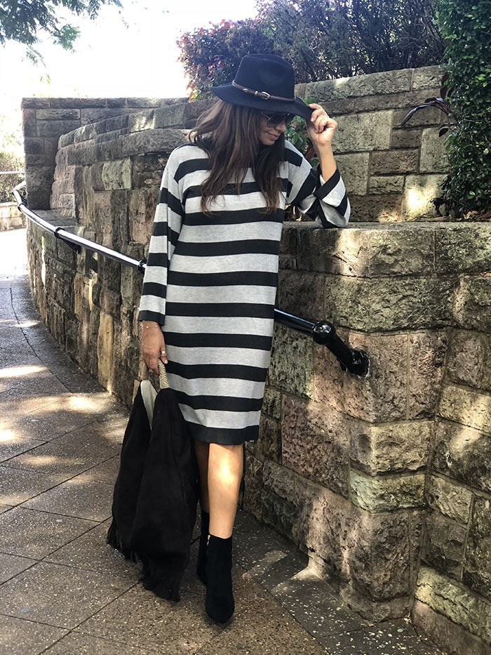 Penny Knit Dress- Marle Stripe Penny Knit Dress- Marle Stripe