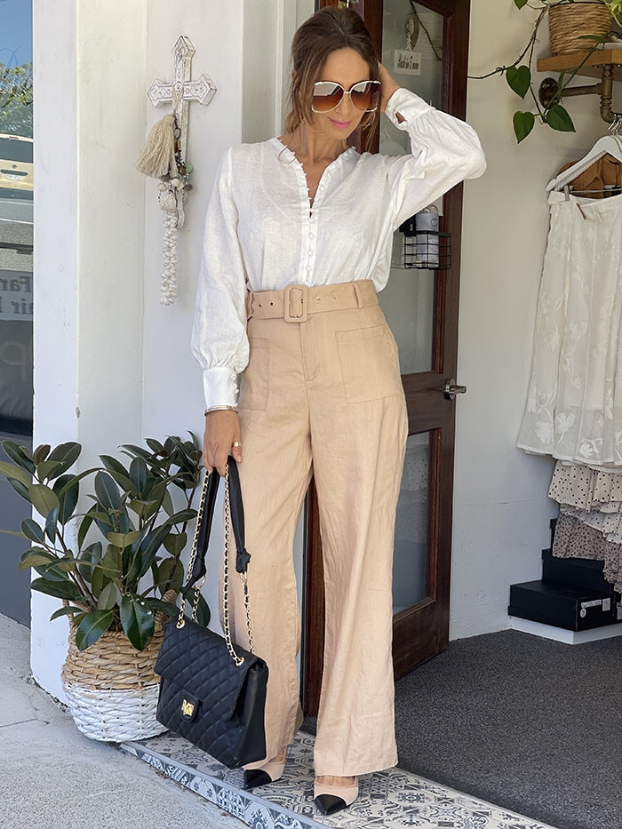 Beige Linen Pants