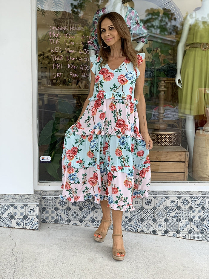 christabel tiered maxi dress Petal and Pup Women's Christabel Tiered Maxi Dress