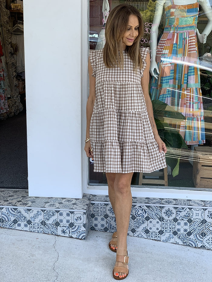 Picnic Dress - Beige Gingham Picnic Dress - Beige Gingham