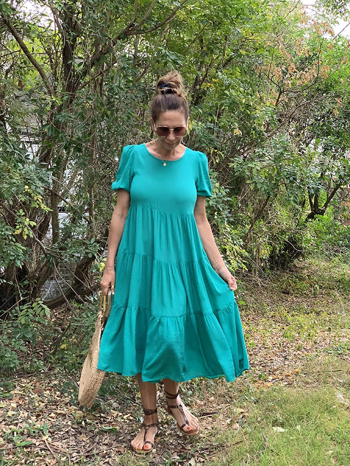 Jazmina Tiered Dress - Jade Green – Style Me Luxe