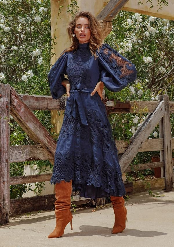 Victoriana Lace Midi Dress - Indigo Victoriana Lace Midi Dress - Indigo
