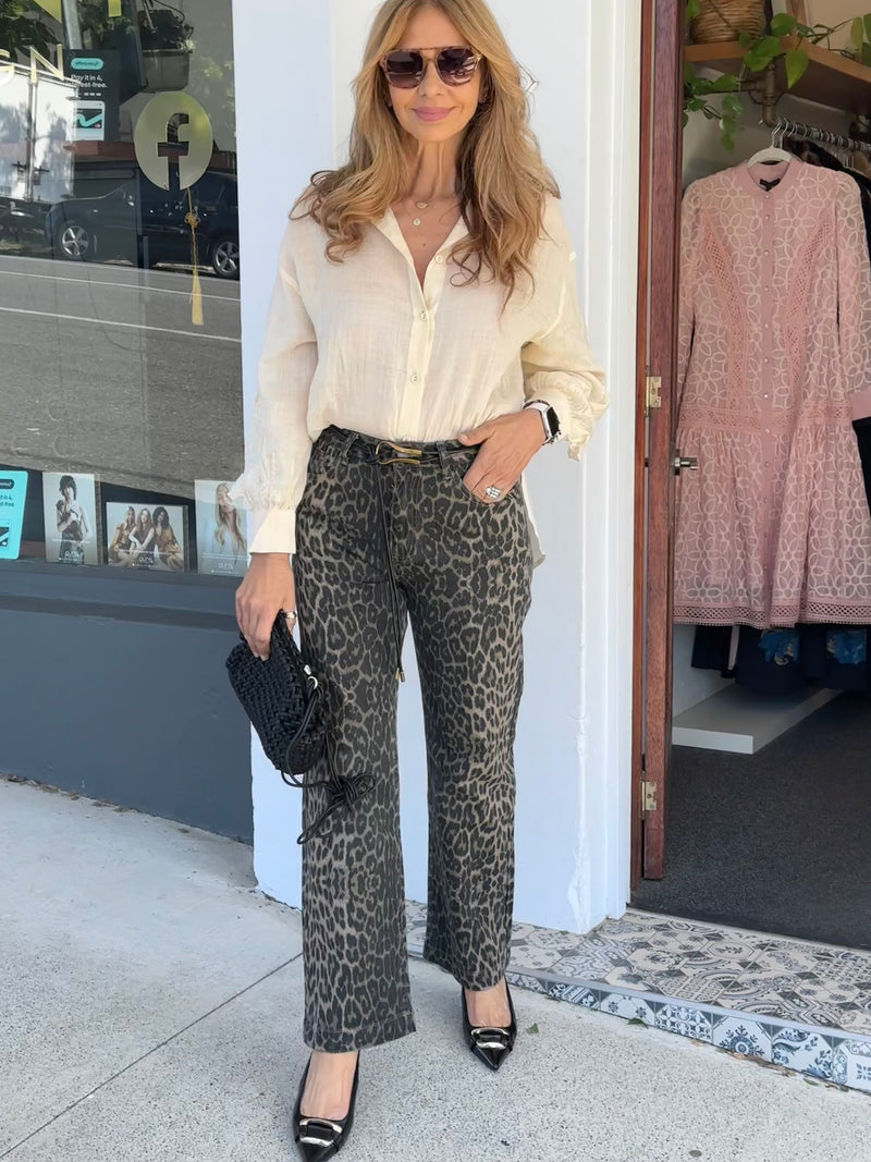 Straight Leg Leopard Jean