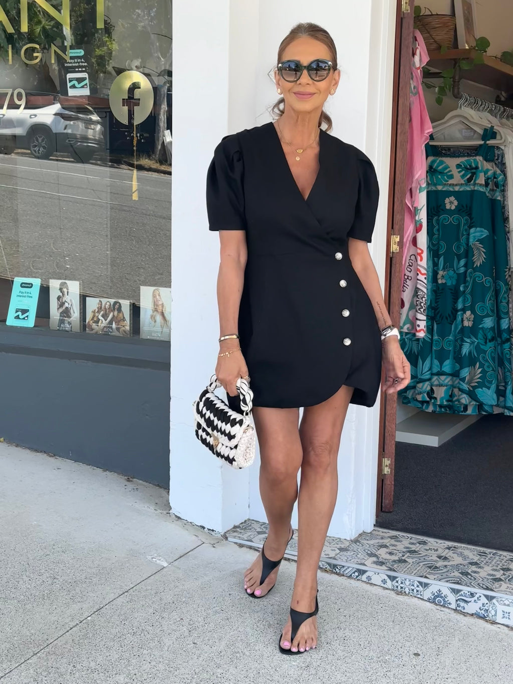 Cari Black Linen Mini Dress