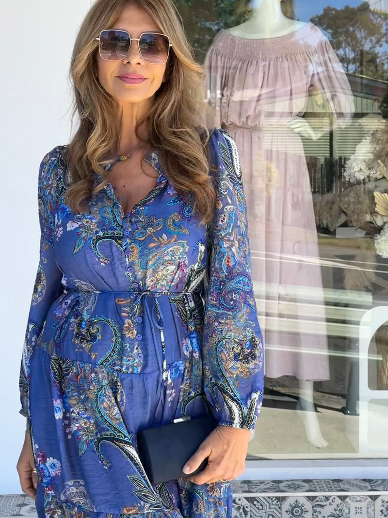 Prussian Blue Paisley Dress