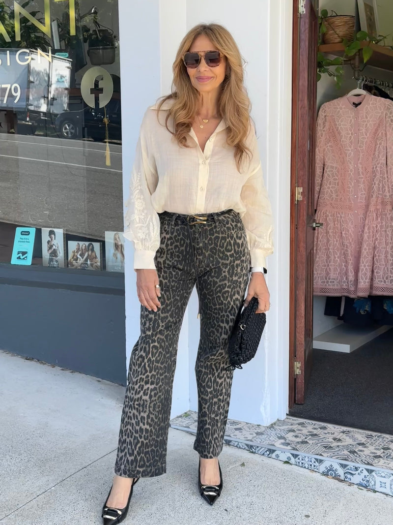 Straight Leg Leopard Jean
