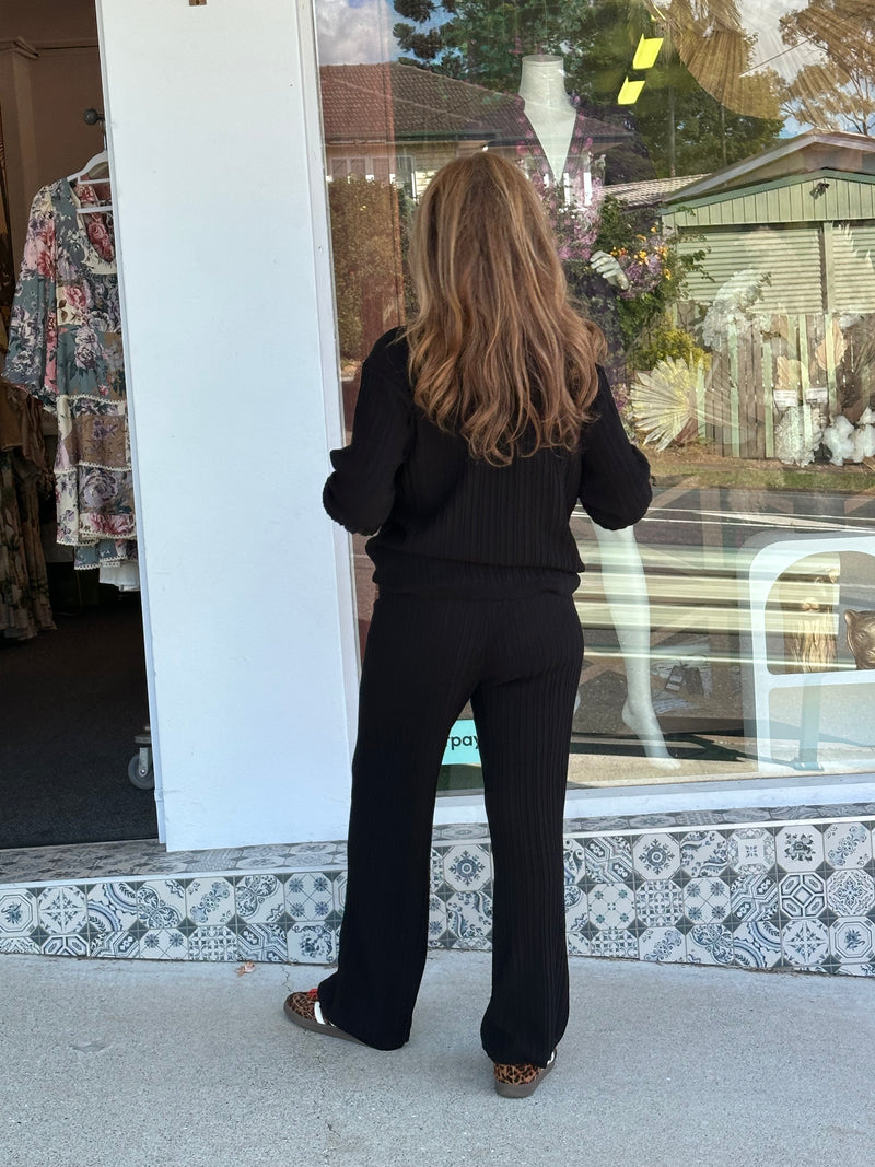 Black Ribbed Knit Set