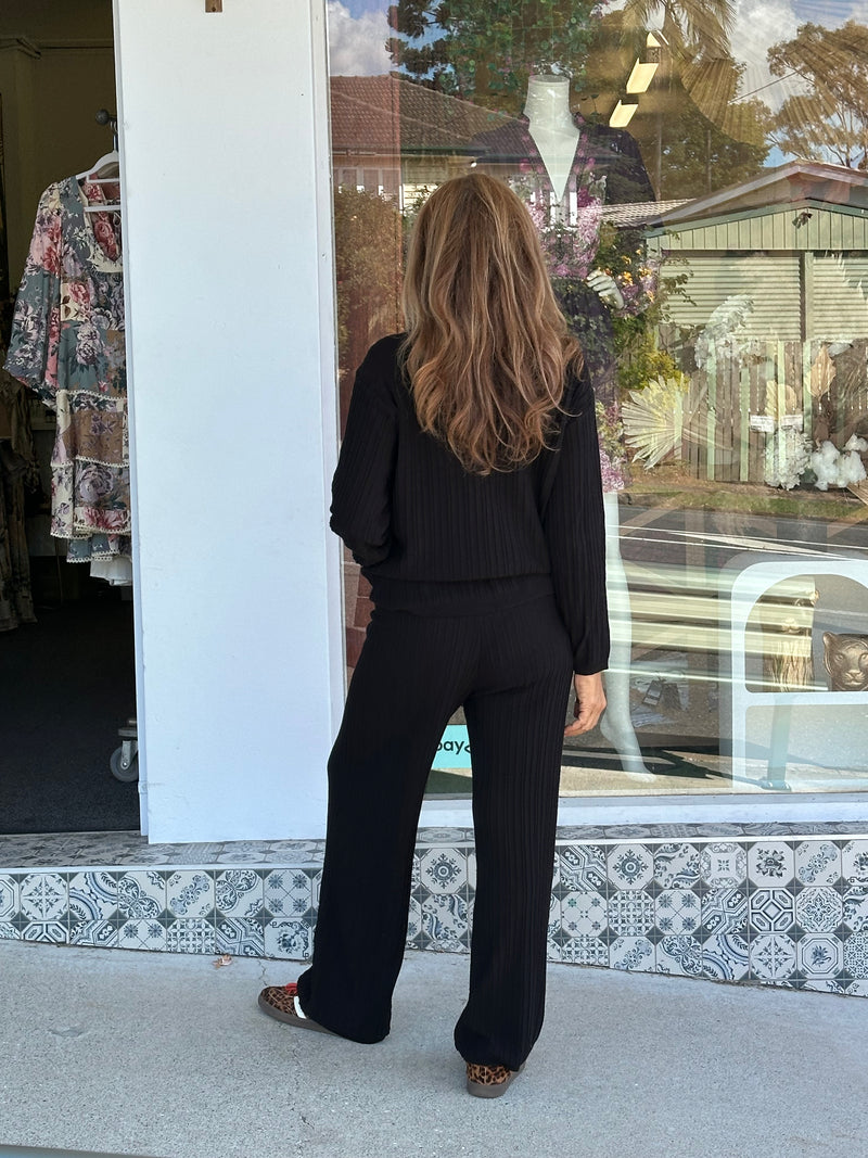 Black Ribbed Knit Set