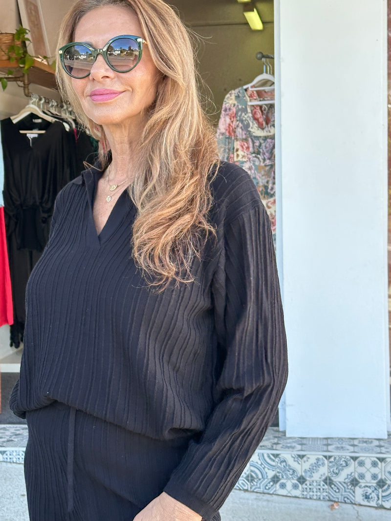 Black Ribbed Knit Set