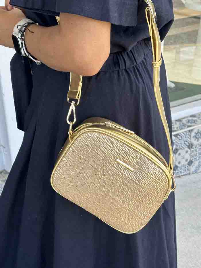 Gold Textured Camera Bag