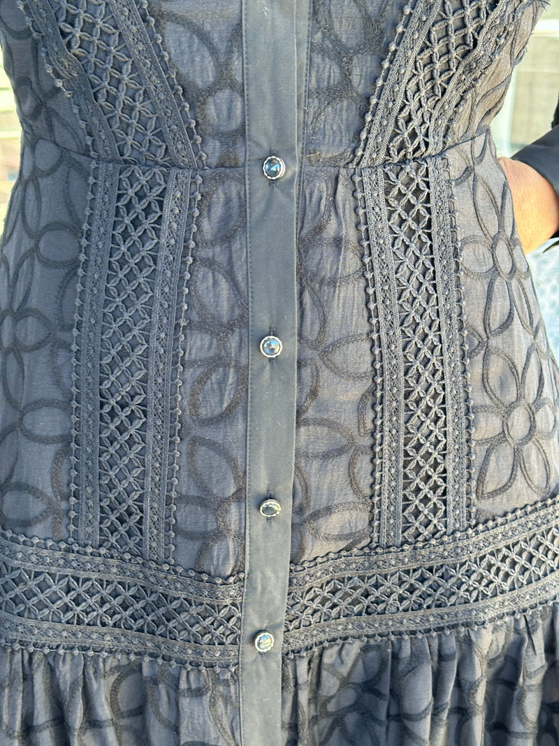 Danerys Lace Midi Dress - Black