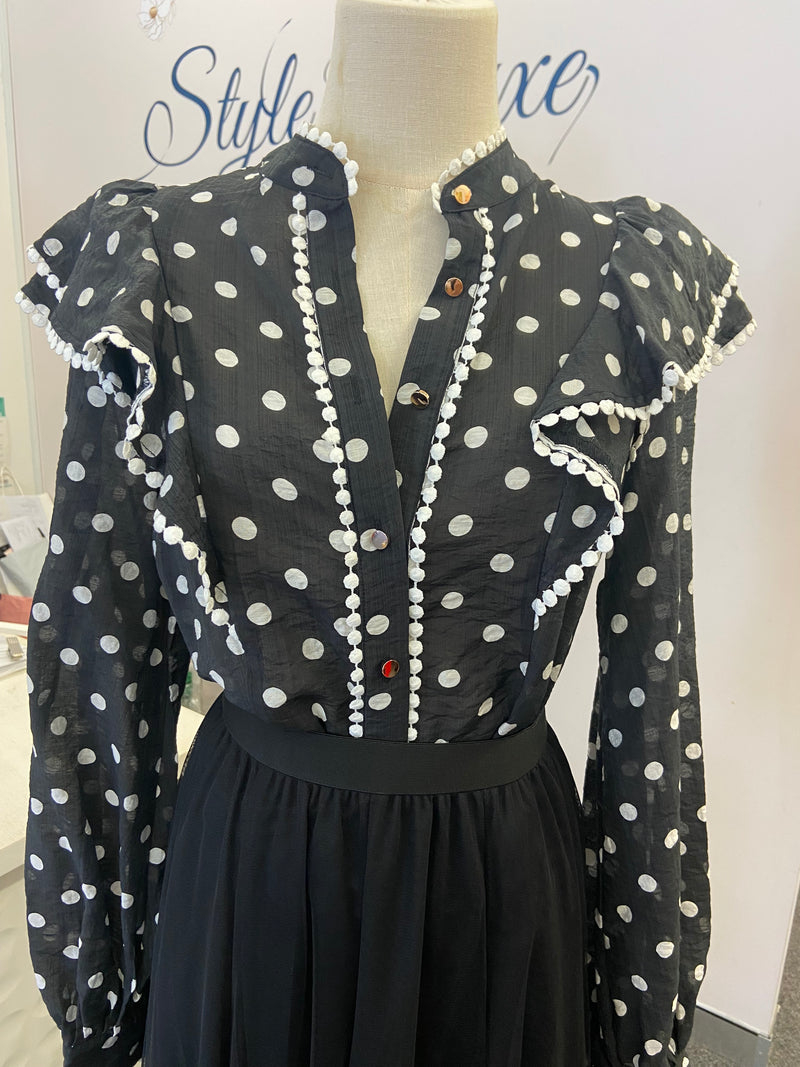 Polka Dot Blouse - Black