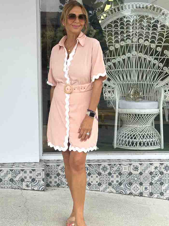 Blush Button Front Ric Rac Dress