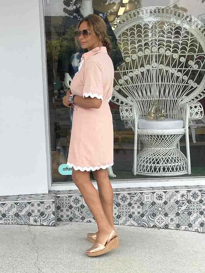 Blush Button Front Ric Rac Dress