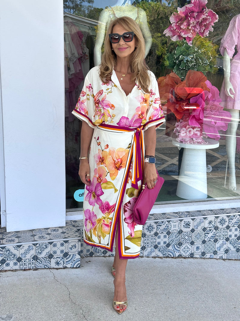 Orchid Blooms Wrap Skirt