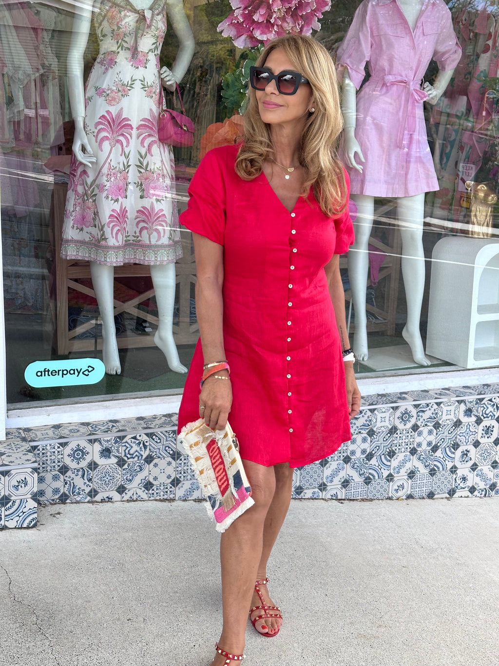 Scarlet Linen Mini Dress