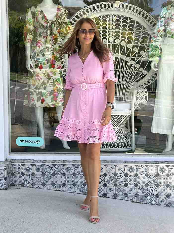 Lorenza Linen Dress - Candy Pink