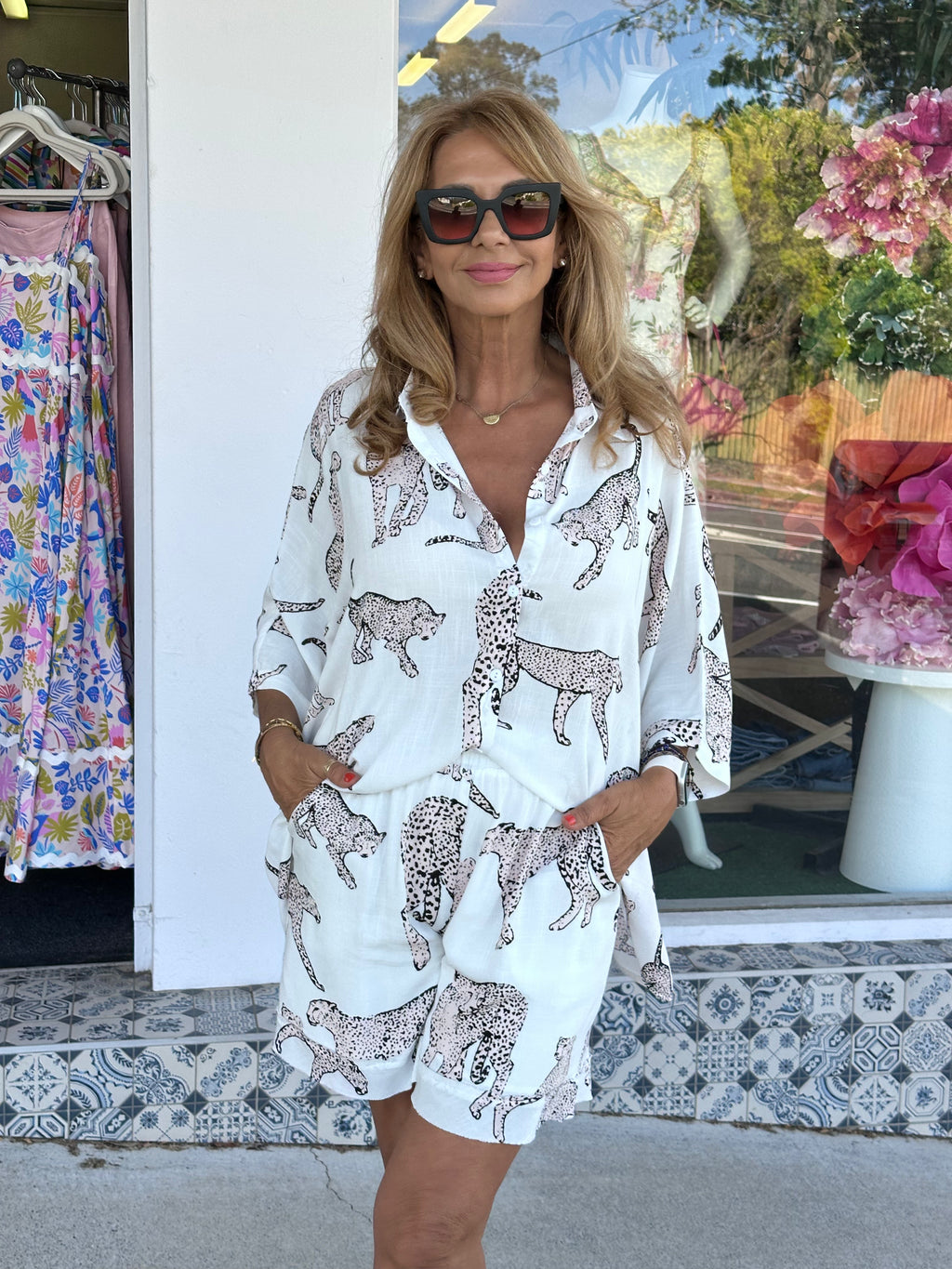 White Leopard Shorts