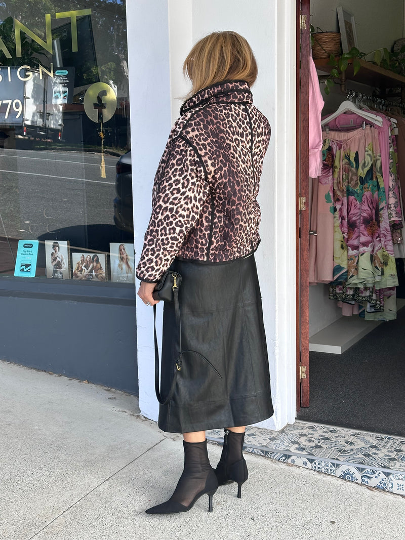 Pleather A Line Midi Skirt - Black