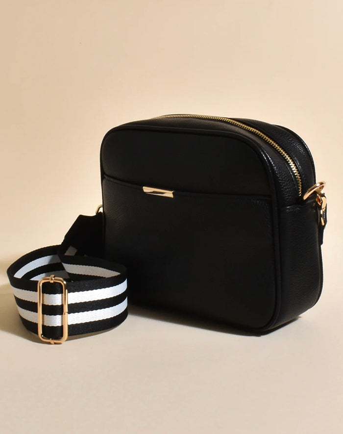 Bianca Stripe Camera Bag - Black