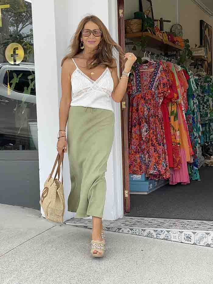 Sage Cupro Skirt