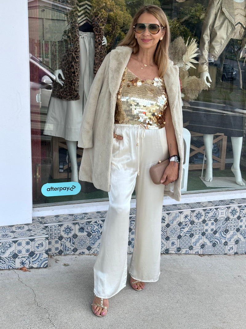 Silky Cream Pants