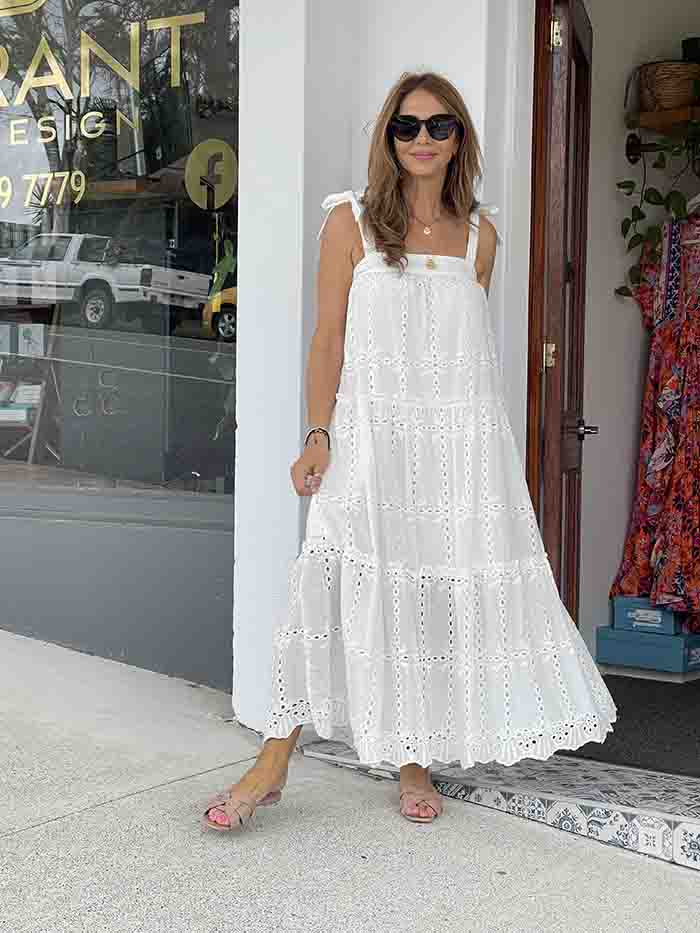 Elissa Anglaise Dress - White