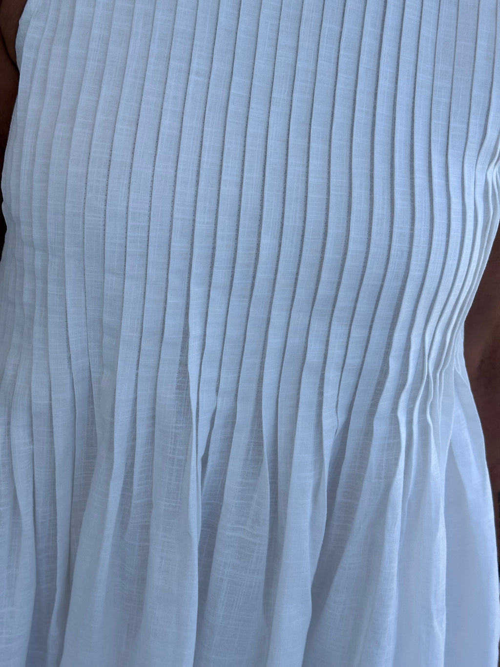 White Pleat Mini Dress